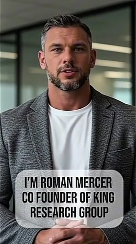 Roman Mercer speaking directly to camera